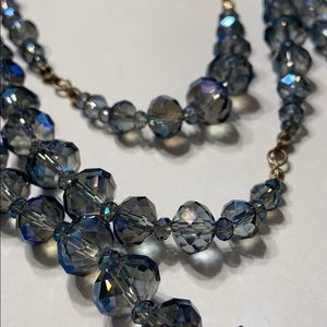 UO Blue Glass Bead Multi Strand Statement Neck